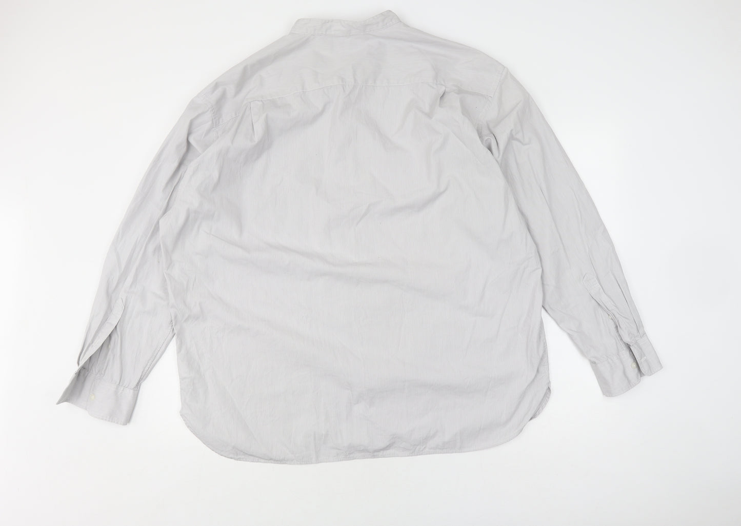 UNIQLO Men's Grey Striped Button-Up Shirt 2XL