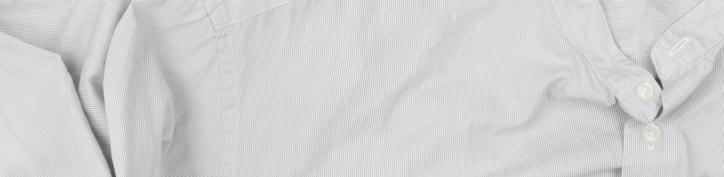 UNIQLO Men's Grey Striped Button-Up Shirt 2XL