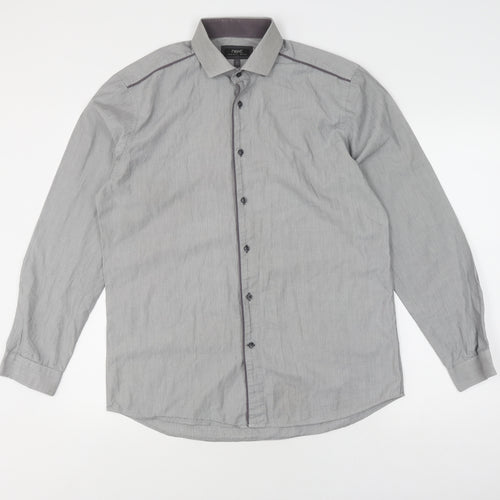 Next Men's Grey Slim Fit Formal Shirt 16, Long Sleeve