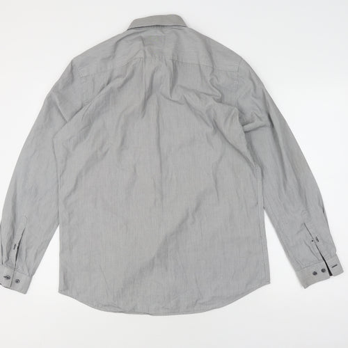 Next Men's Grey Slim Fit Formal Shirt 16, Long Sleeve
