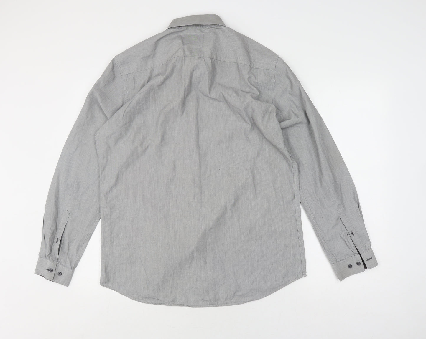 Next Men's Grey Slim Fit Formal Shirt 16, Long Sleeve