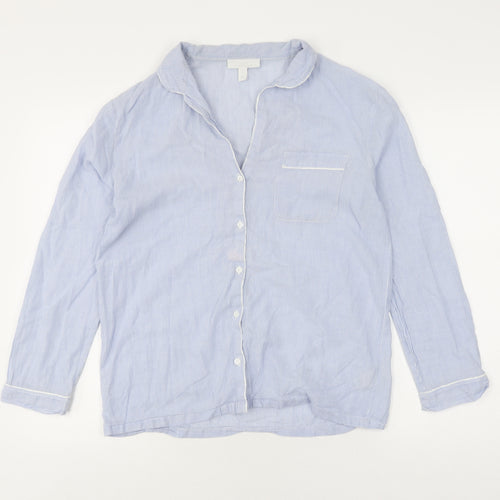 The White Company Women's Blue Striped Pyjama Top S
