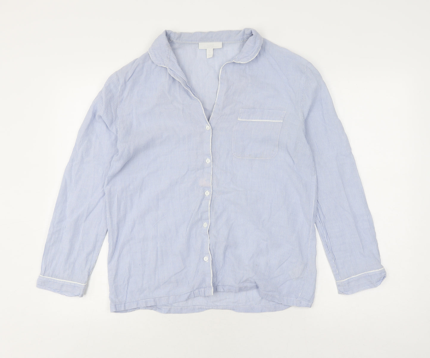 The White Company Women's Blue Striped Pyjama Top S