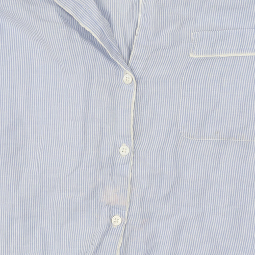 The White Company Women's Blue Striped Pyjama Top S