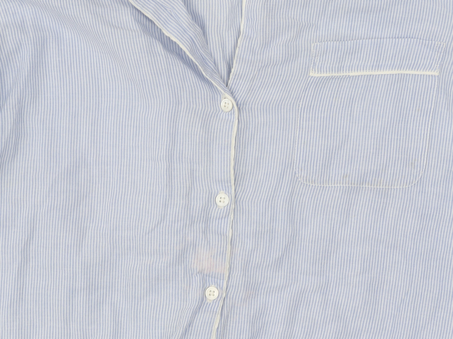 The White Company Women's Blue Striped Pyjama Top S