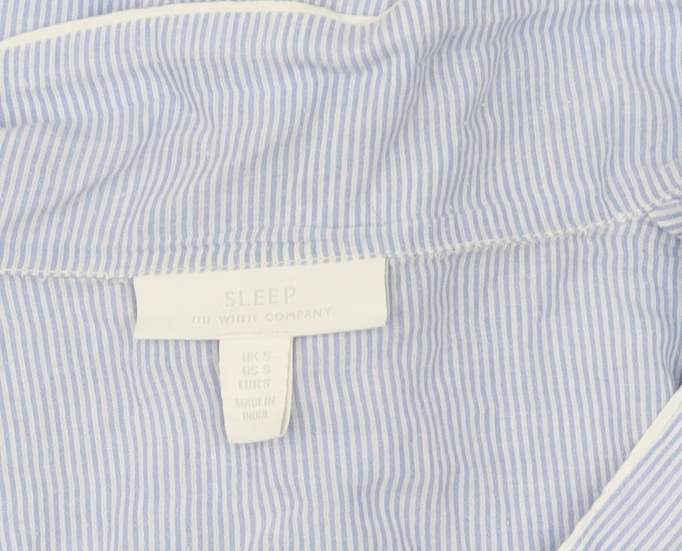 The White Company Women's Blue Striped Pyjama Top S