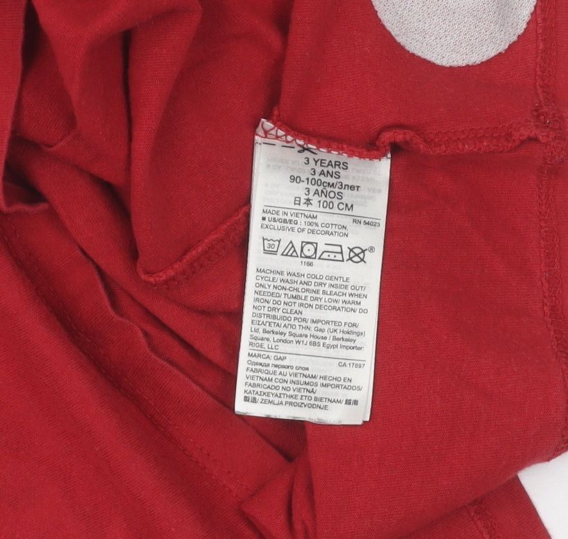 Gap Girls Red Long Sleeve Tunic Size 3 Years