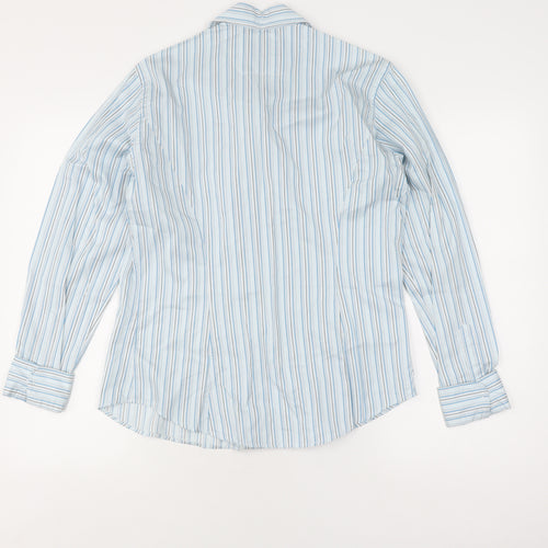 TM Lewin Women's Blue Striped Button-Up, Size 14, Long Sleeve