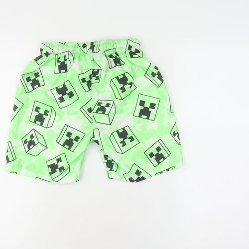Minecraft Boys Green Board Shorts 9-10 Years Geometric
