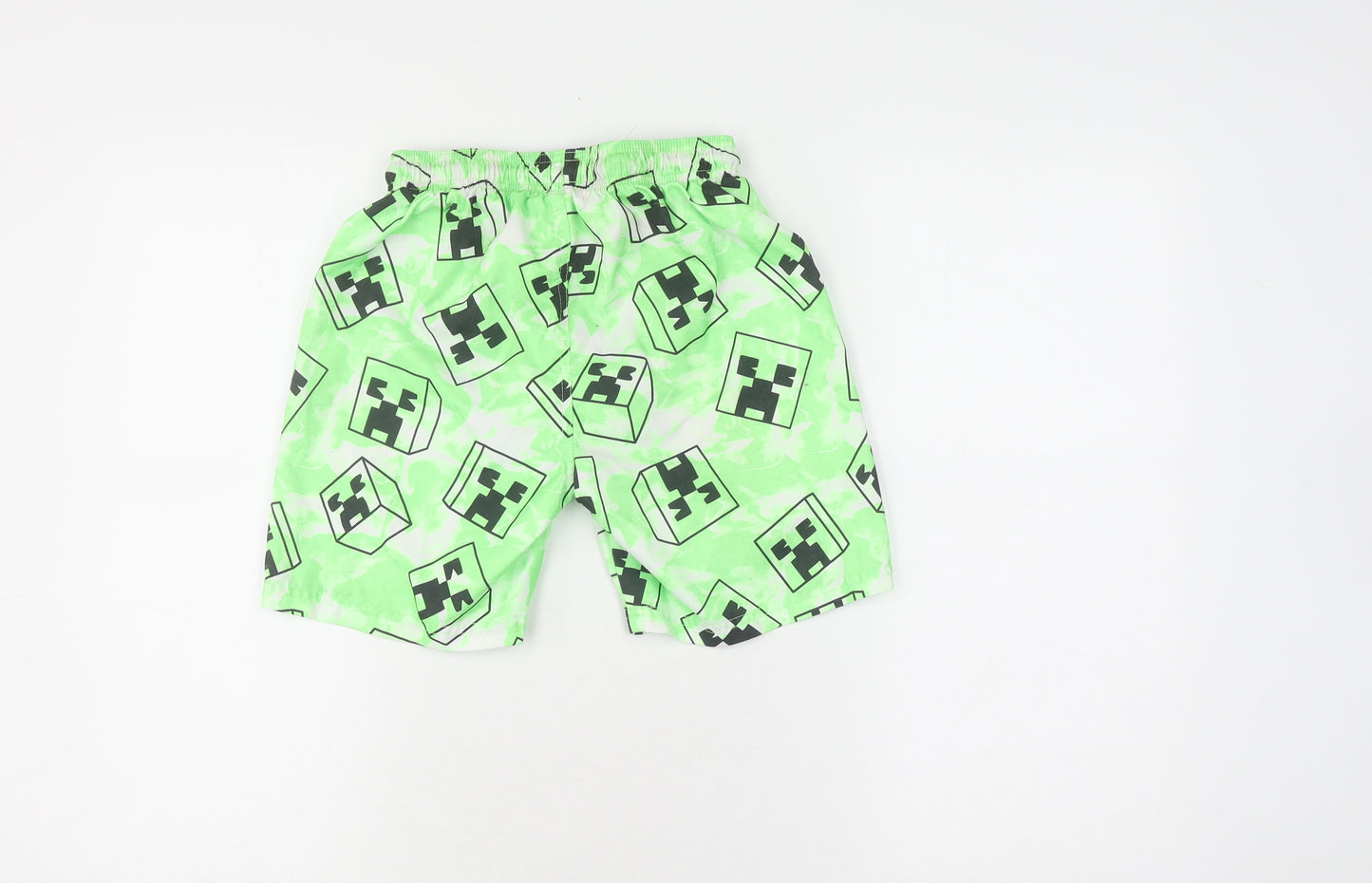 Minecraft Boys Green Board Shorts 9-10 Years Geometric
