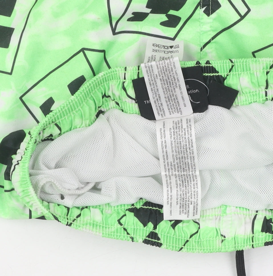 Minecraft Boys Green Board Shorts 9-10 Years Geometric