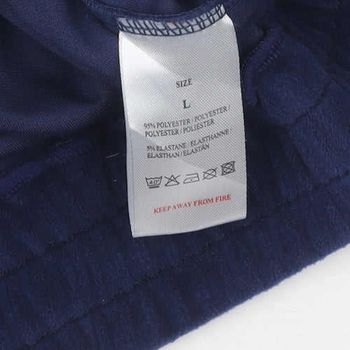 QED London Women's Blue Velvet Full Zip Hoodie L