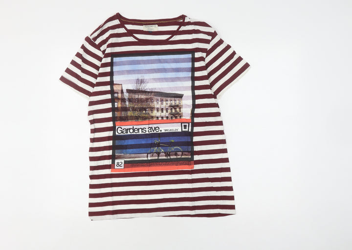 Jack & Jones Men's Multicolour Striped T-Shirt L
