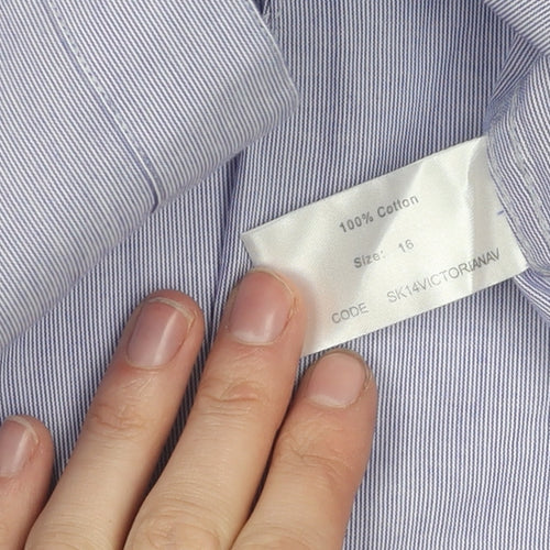 Savile Row Women's Blue Button-Up Shirt Size 16
