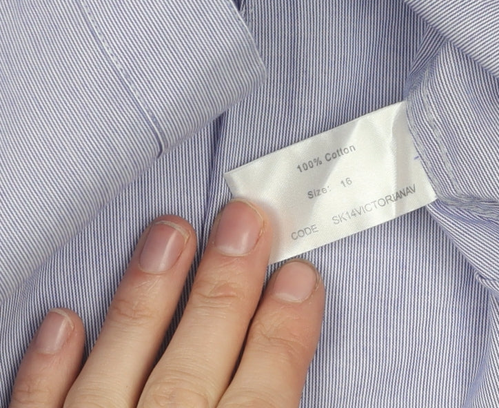 Savile Row Women's Blue Button-Up Shirt Size 16