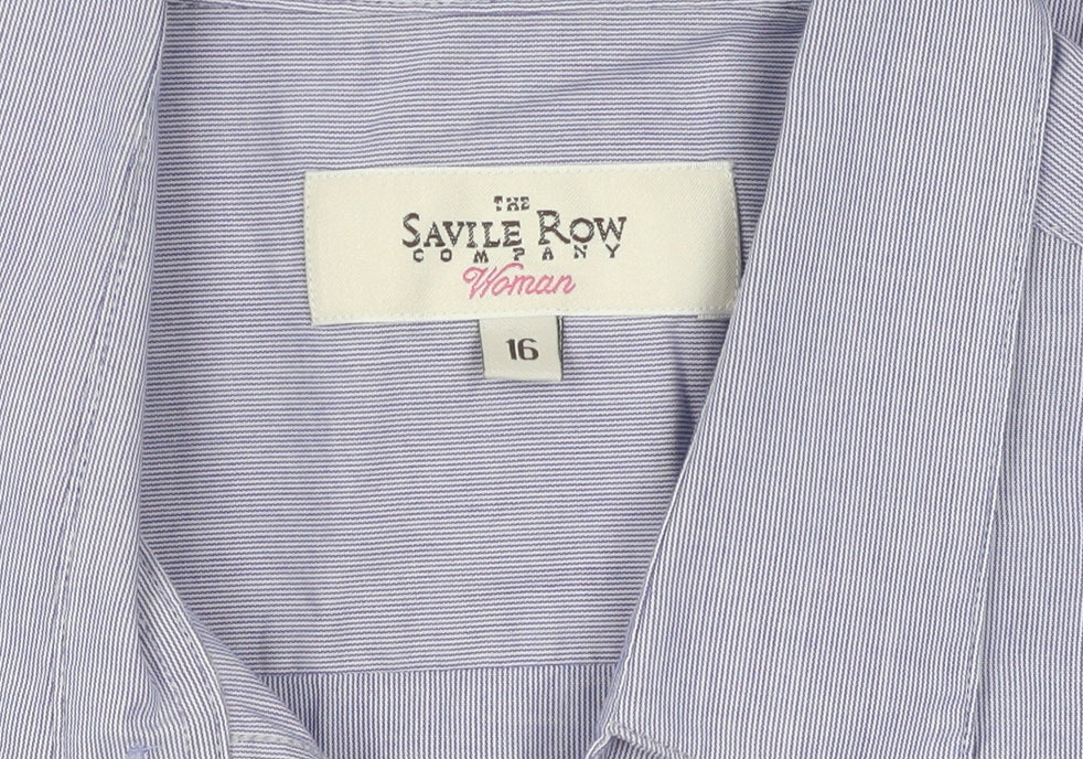 Savile Row Women's Blue Button-Up Shirt Size 16