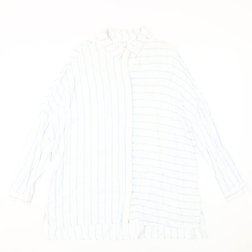John Lewis Women's White Striped Button-Up Shirt, Size 12