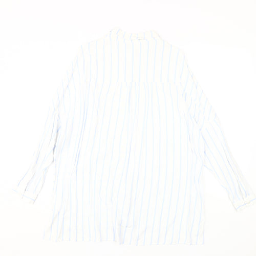 John Lewis Women's White Striped Button-Up Shirt, Size 12