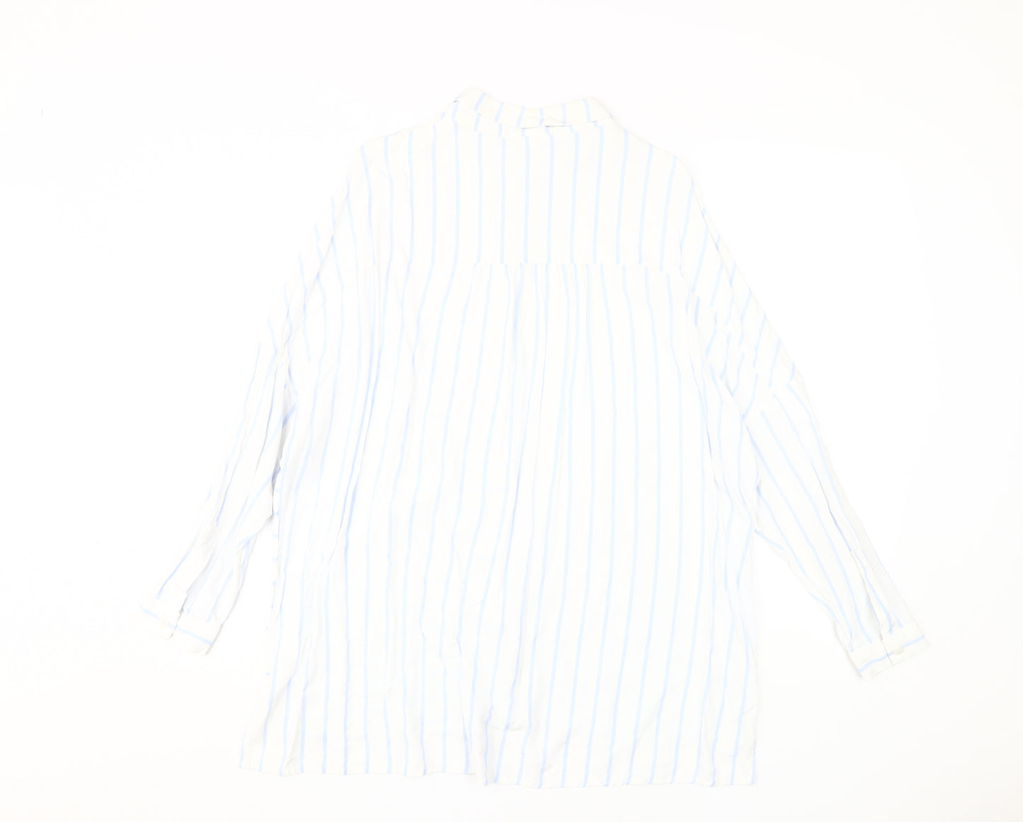 John Lewis Women's White Striped Button-Up Shirt, Size 12