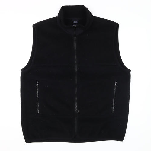 Lands' End Men's Black Fleece Waistcoat, L, Casual