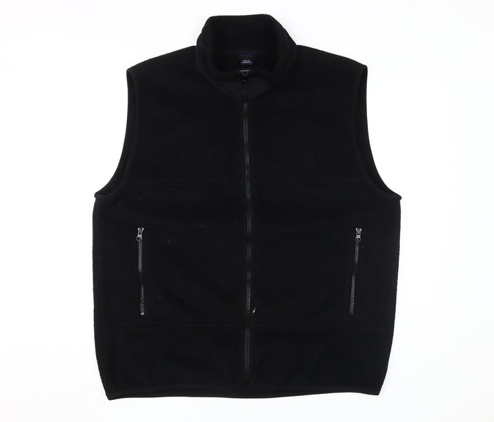 Lands' End Men's Black Fleece Waistcoat, L, Casual