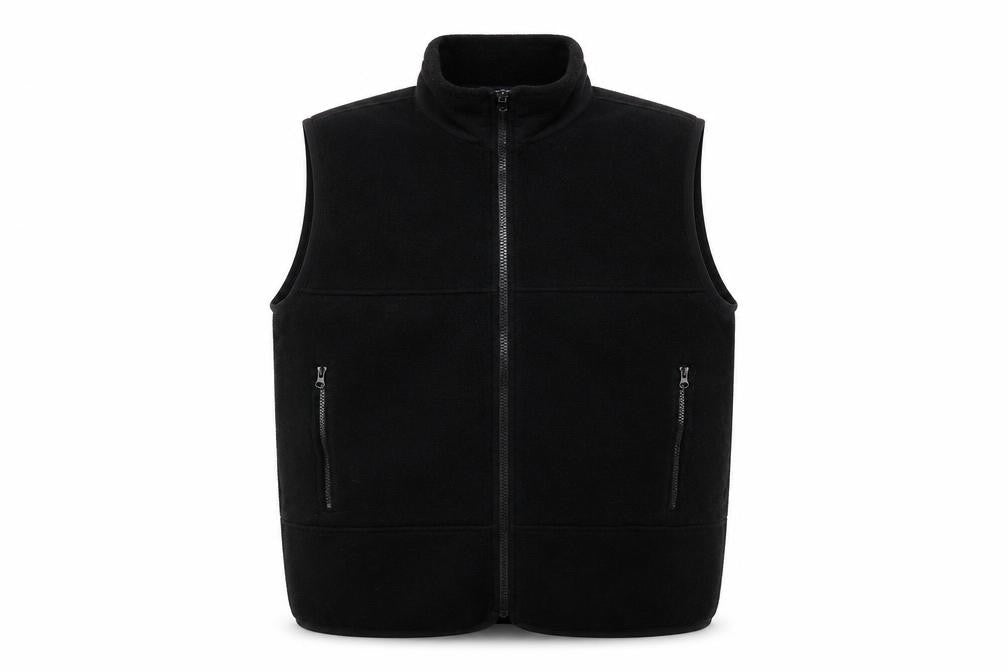 Lands' End Men's Black Fleece Waistcoat, L, Casual
