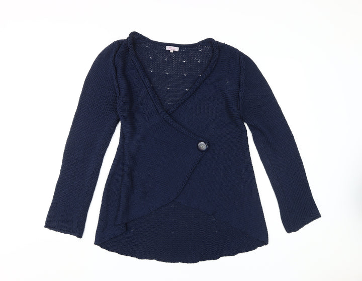 Per Una Women's Blue Wrap Knit Wool Blend Jumper M