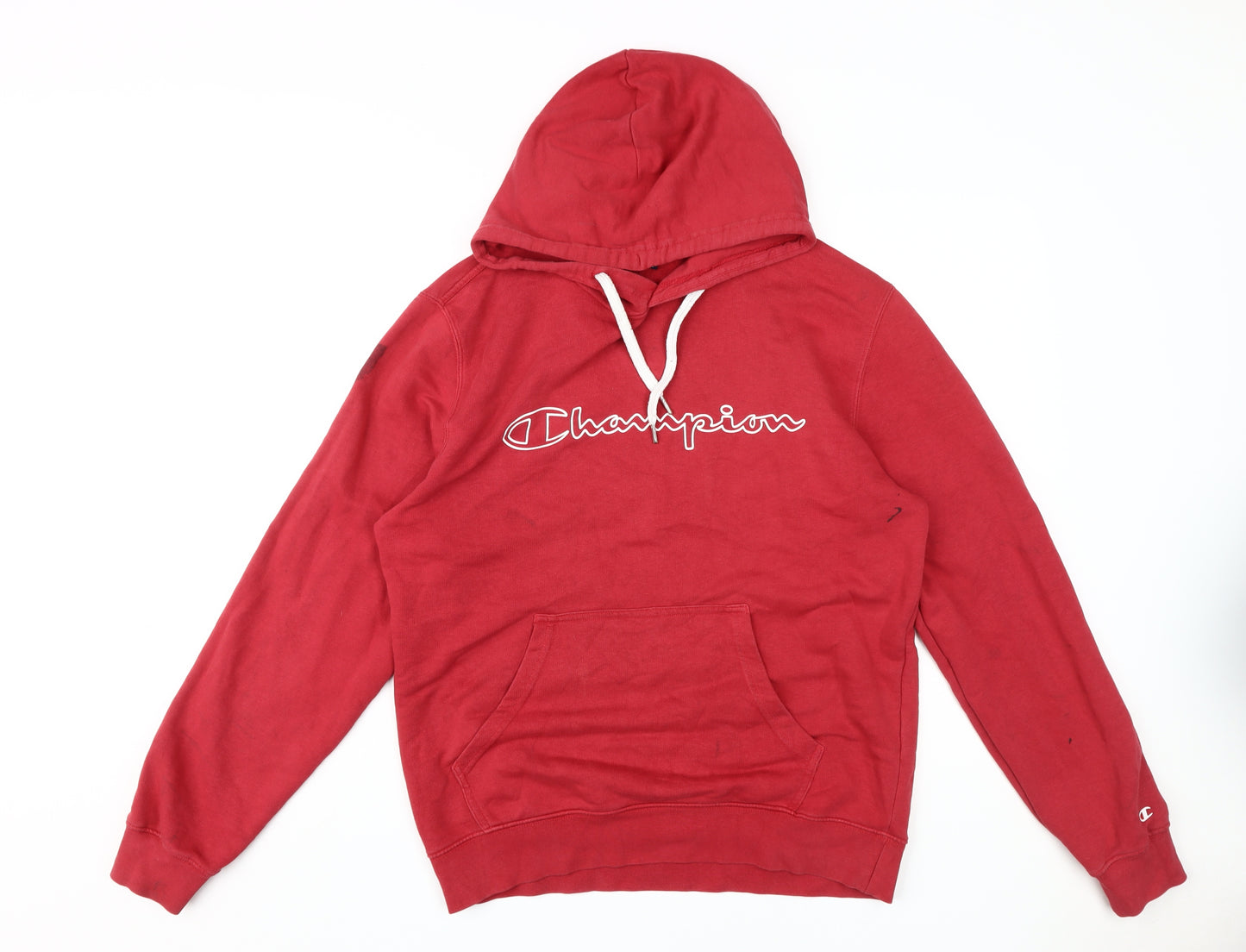 Champion Men's Red Pullover Hoodie with Logo, L