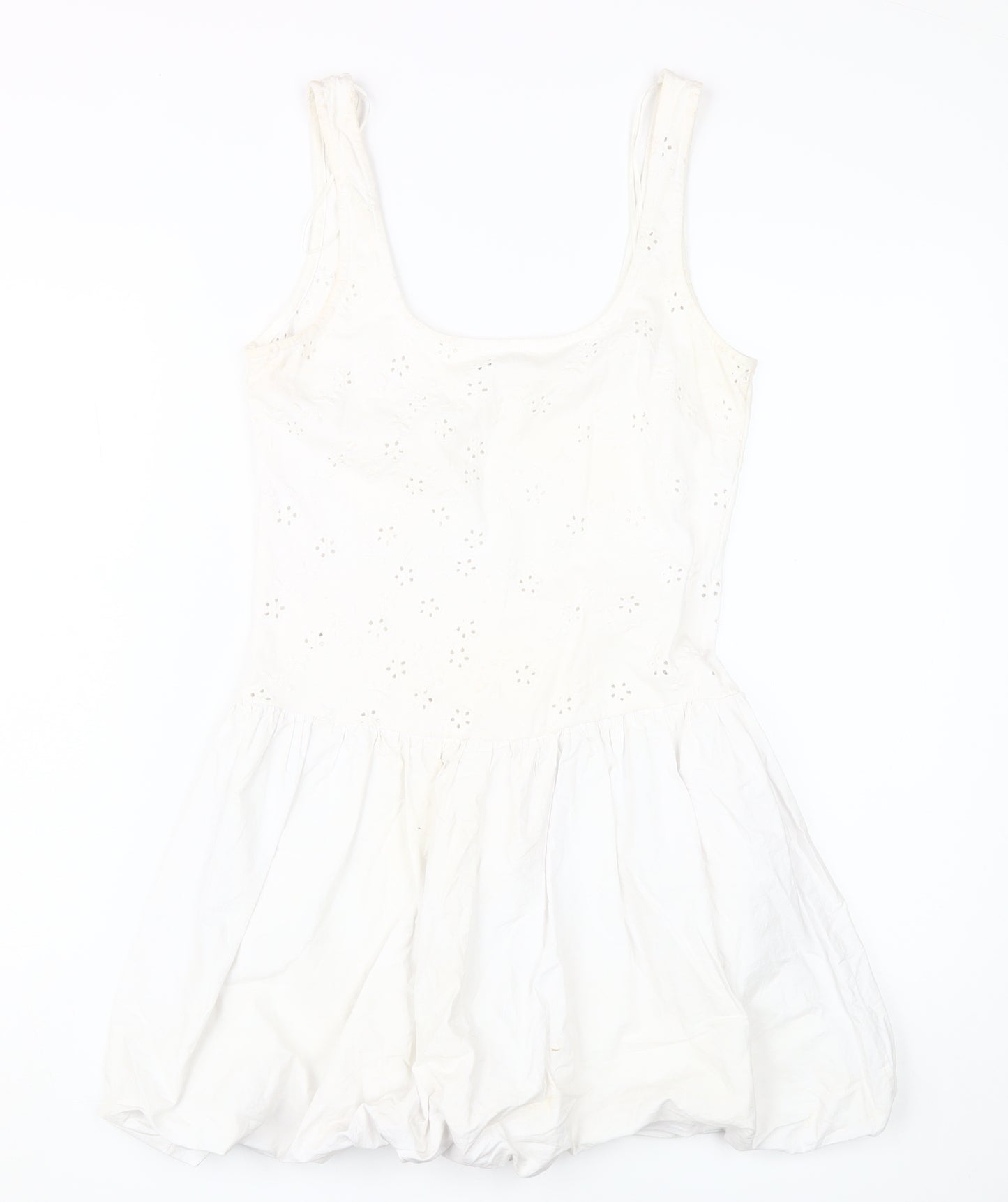Zara Women's White Cotton Fit & Flare Dress M