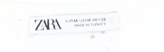 Zara Women's White Cotton Fit & Flare Dress M