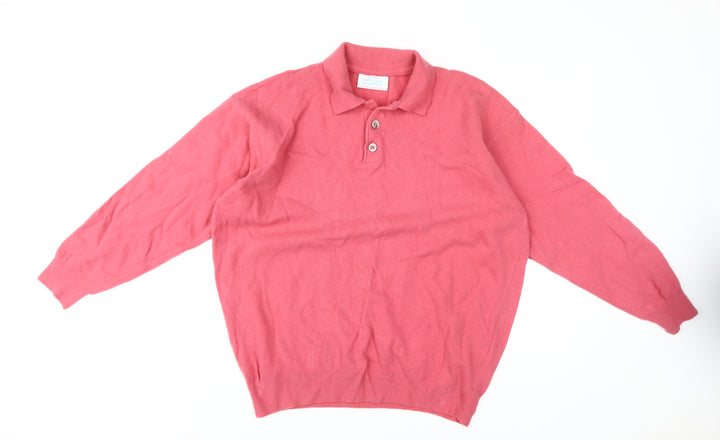United Colors of Benetton Women's Pink Zip Lambswool Pullover Jumper Size L