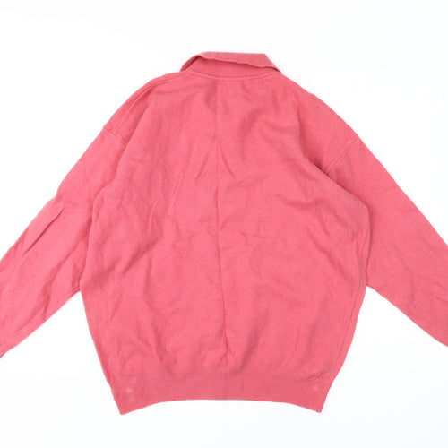 United Colors of Benetton Women's Pink Zip Lambswool Pullover Jumper Size L