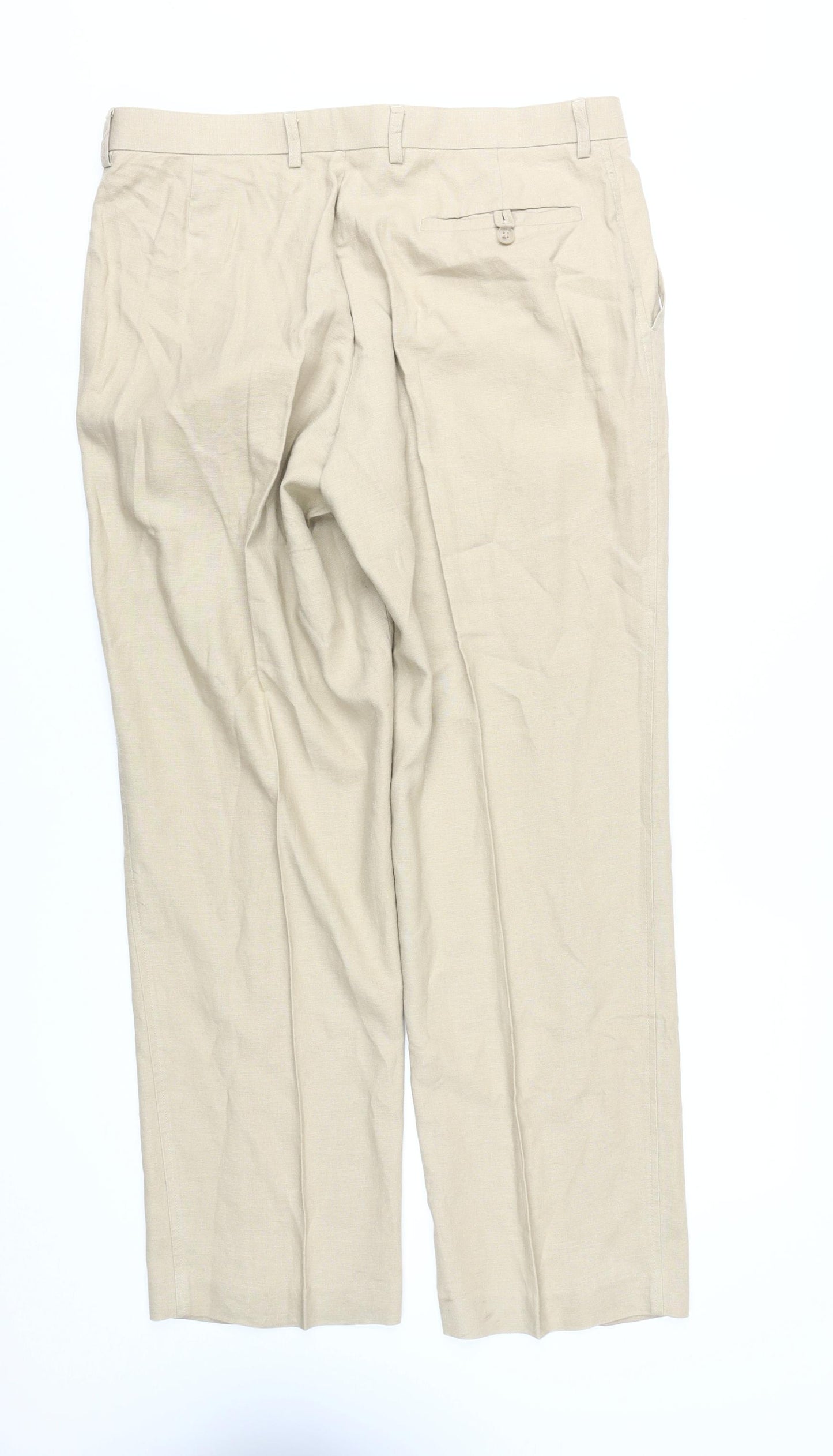 Marks and Spencer Men's Beige Trousers, Size 34, Regular Fit
