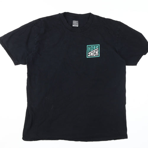 Hobo Jack Men's Black Cotton T-Shirt L Logo Crew