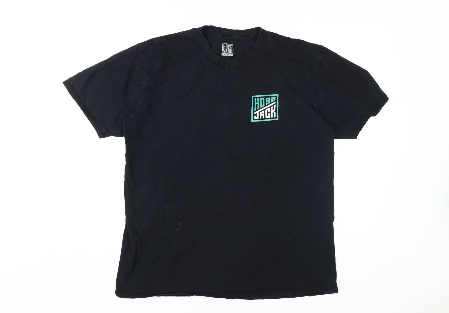 Hobo Jack Men's Black Cotton T-Shirt L Logo Crew