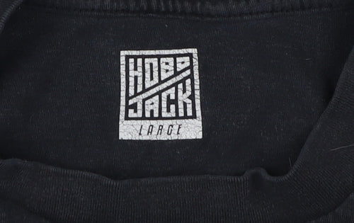 Hobo Jack Men's Black Cotton T-Shirt L Logo Crew