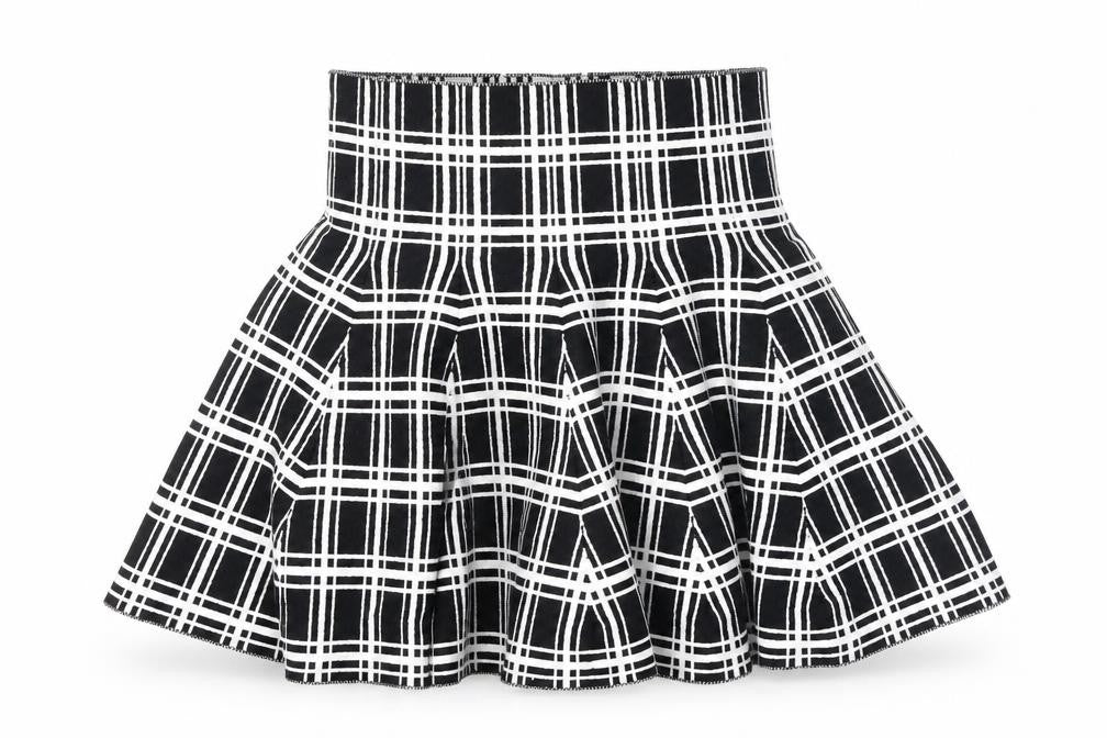 Cherry Koko Women’s Black Pleated Check Skirt S