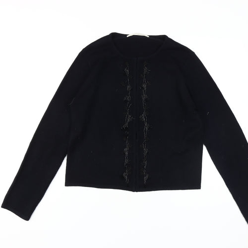 Amaranto Women's Black Cardigan Size 12 with Embroidery