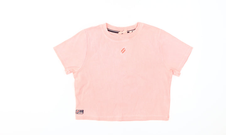 Superdry Women's Pink Crew Neck T-Shirt Size 14