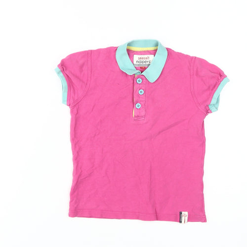 Seasalt Nippers Girls Pink Polo Shirt 7 Years