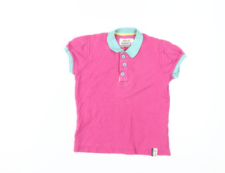 Seasalt Nippers Girls Pink Polo Shirt 7 Years