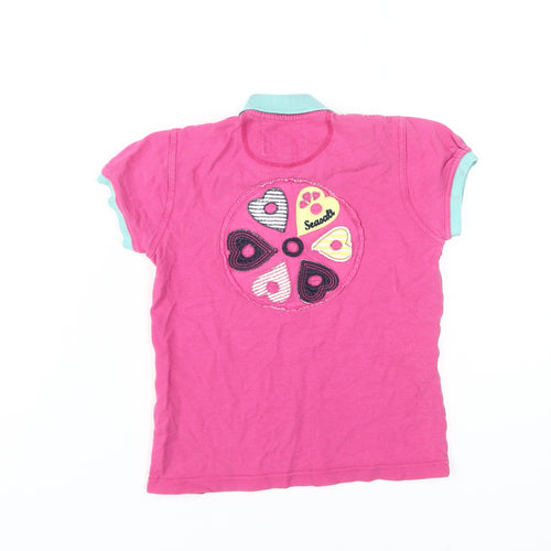 Seasalt Nippers Girls Pink Polo Shirt 7 Years
