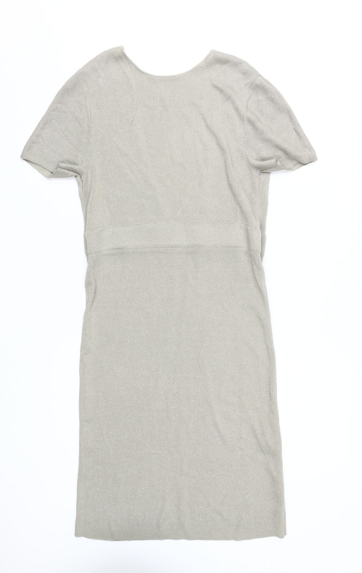 COS Women's Beige Knit V-Neck Dress - M