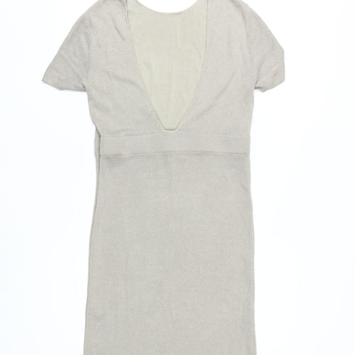 COS Women's Beige Knit V-Neck Dress - M