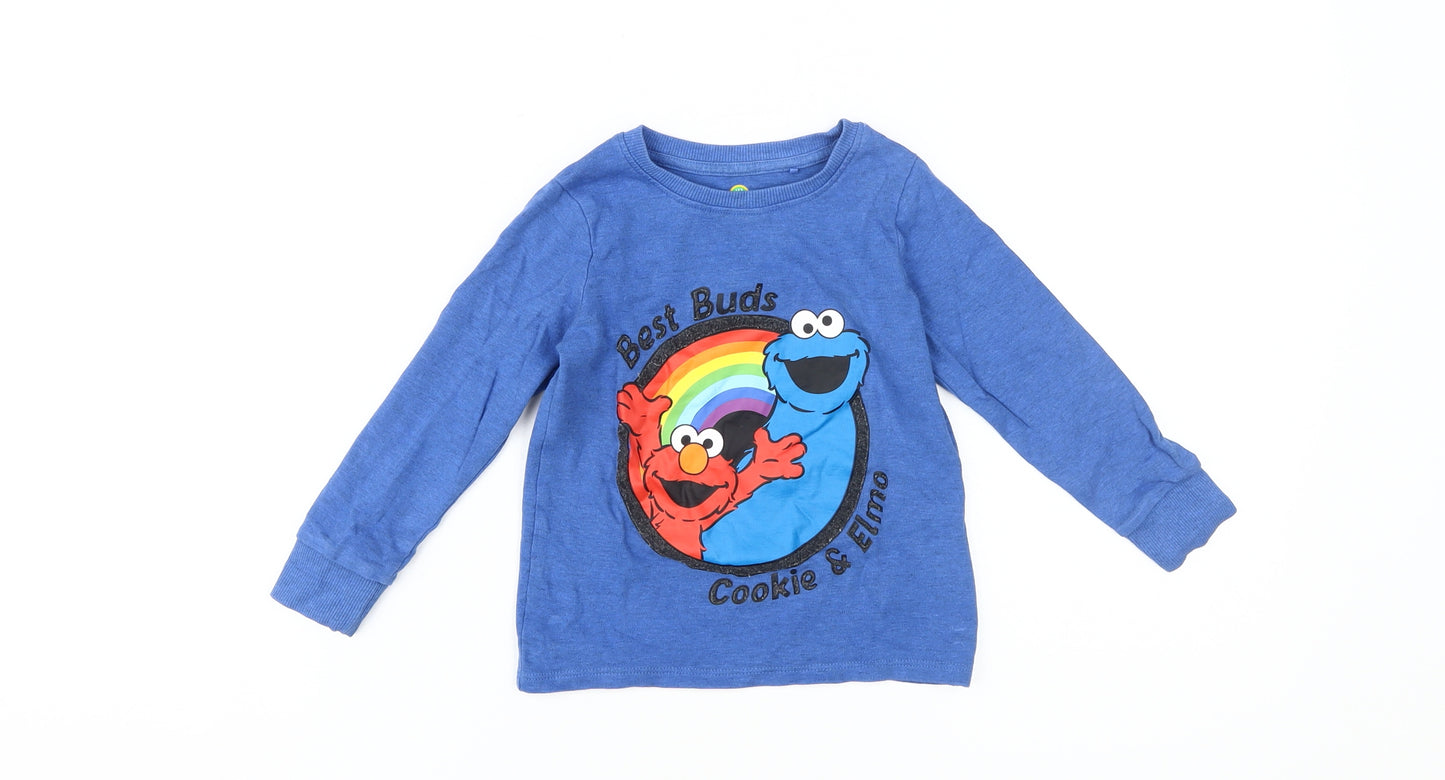Sesame Street Boys Blue Graphic Long Sleeve T-Shirt 2-3 Years