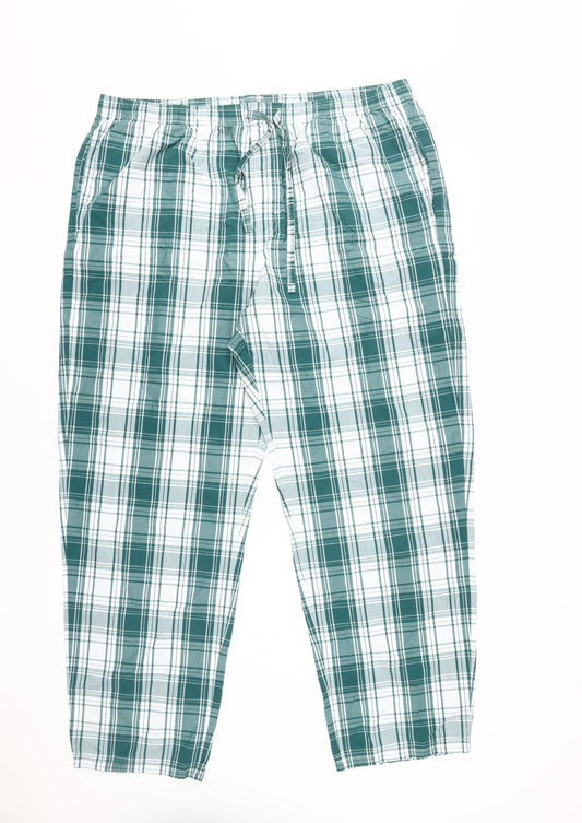 Marks and Spencer Men's Green Plaid Pyjama Pants XL