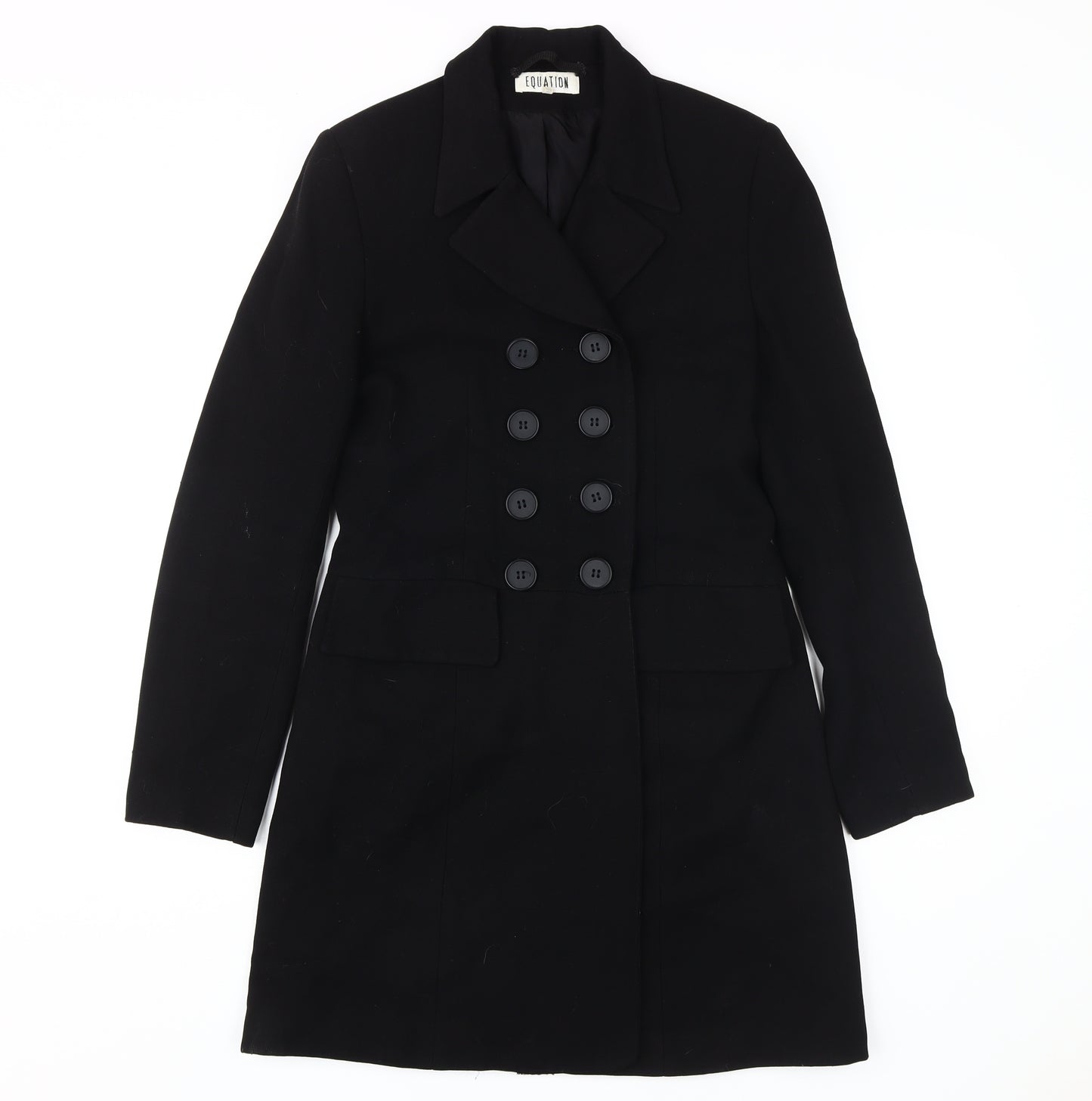Equation Women's Black Overcoat Size 10 Business/Classic