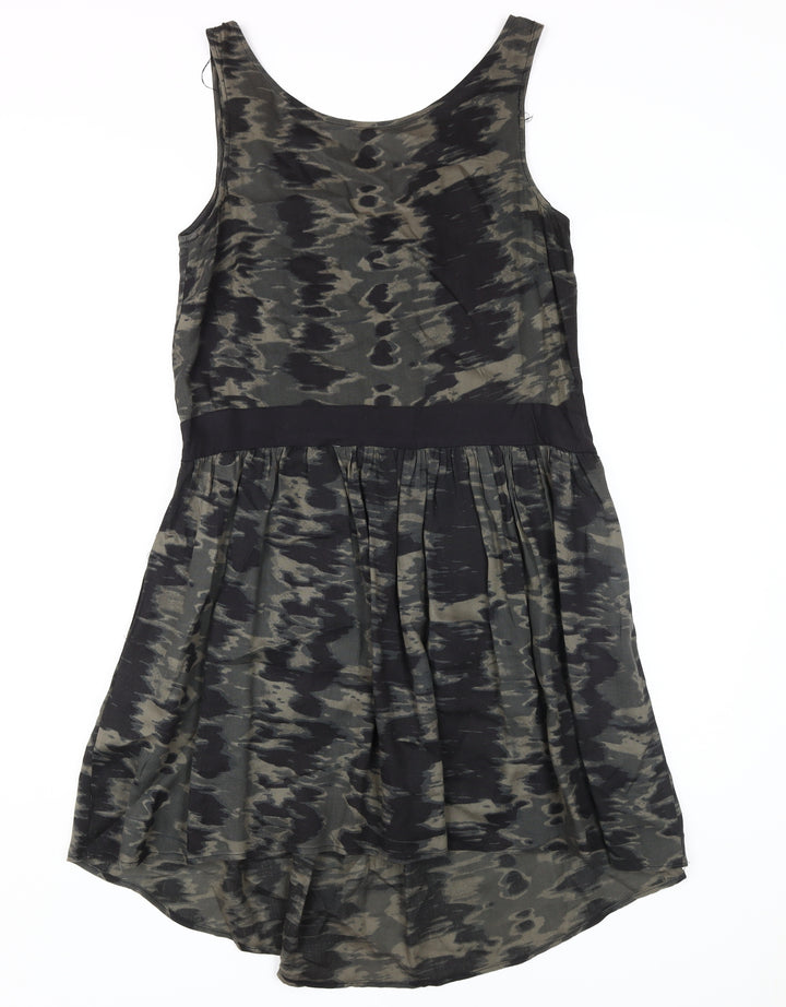 Mango Women’s Black A-Line Dress Size 4 Camouflage
