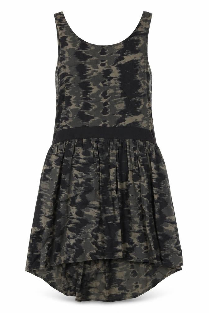 Mango Women’s Black A-Line Dress Size 4 Camouflage