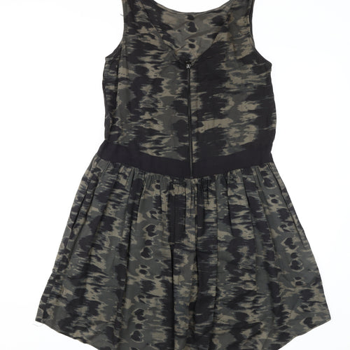 Mango Women’s Black A-Line Dress Size 4 Camouflage